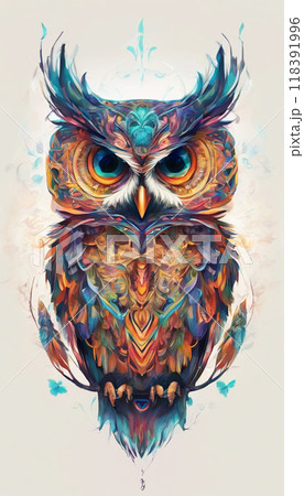 デジタルアート フクロウ デジタルアート フクロウ 118391996