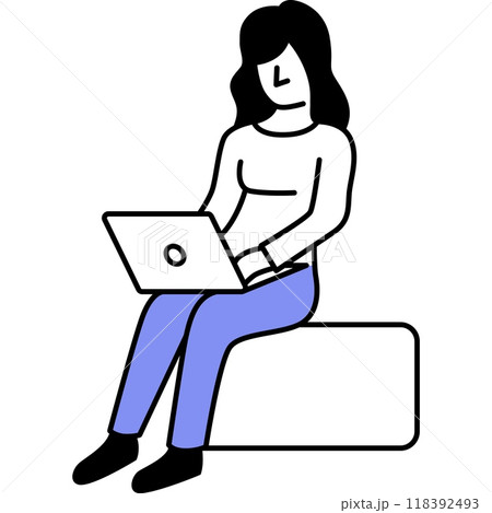 Woman web designer vector flat icon isolated 118392493