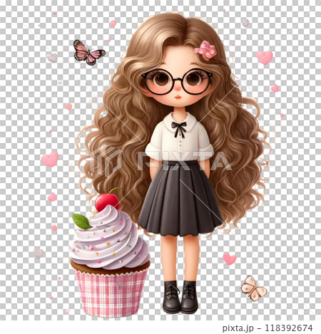 3D girl with cupcake 118392674