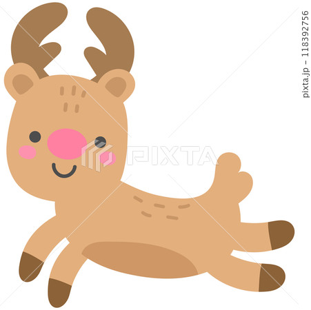 happy cute reindeer christmas jumping action 118392756