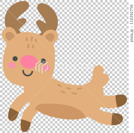 happy cute reindeer christmas jumping action 118392756