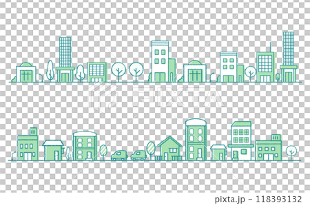 Cityscape illustration set Office and residential areas Horizontal Cityscape illustration set Office and residential areas Horizontal 118393132