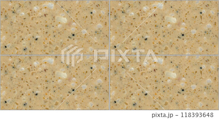 Quartz beige rectangle seamless ceramic mosaic tile and pattern useful as background or texture 118393648
