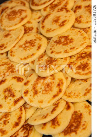 Close up Cocktail Blinis or mini blinis 118393726