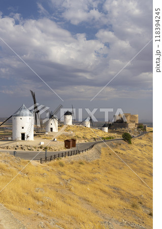 windmills and castle of Consuegra, Castilla La Mancha, Spain windmills and castle of Consuegra, Castilla La Mancha, Spain 118394245