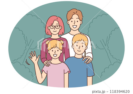 Smiling family with children in park Smiling family with children in park 118394620