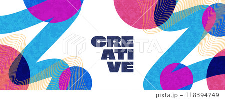 Creative Cover or Banner Design Template with Colorful and Minimal Style for Identity, Branding, Advertising or Promotion. Abstract Layout Design with Texture Effect 118394749