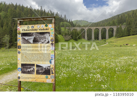 Railway bridge Chramossky viadukt near Telgart, Horehronie, Slovakia 118395010