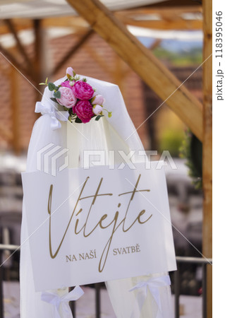 welcome to our wedding in Czech language 118395046
