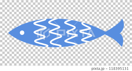 北欧風イラスト・魚(青色・ブルーver.) 北欧風イラスト・魚(青色・ブルーver.) 118395131