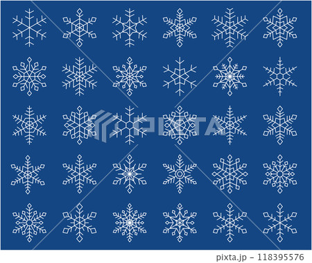 雪の結晶のベクターイラストセット。冬、キラキラ、装飾、クリスマス 118395576