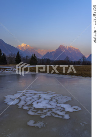 Winter landscape near village Bovec, Triglavski national park, Slovenia Winter landscape near village Bovec, Triglavski national park, Slovenia 118395859