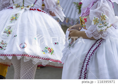 Detail of folk costume, Rakvice, Southern Moravia, Czech Republic 118395971