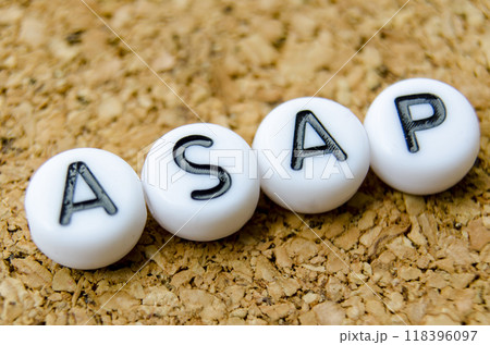 ASAP representing As Soon As Possible. Deadline and timing concept 118396097