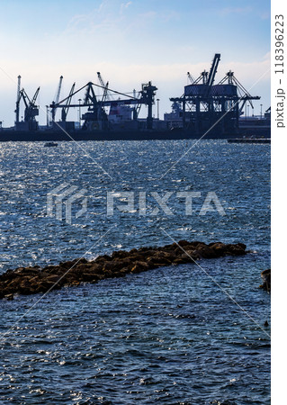 Port and industrial zone in Taranto, Apulia, Italy Port and industrial zone in Taranto, Apulia, Italy 118396223
