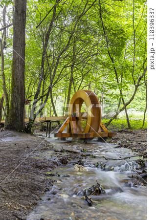 National park Muranska Planina, stream with a water mill wheel, Slovakia 118396337
