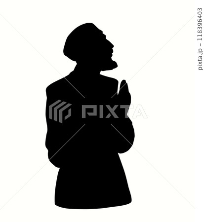 Vector drawing. Old praying man 118396403