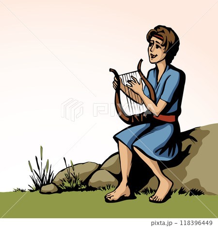 Vector drawing. Guy playing the harp Vector drawing. Guy playing the harp 118396449