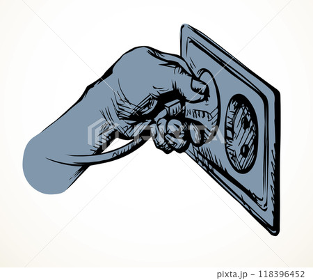 Vector drawing. Plug for electrical outlet 118396452