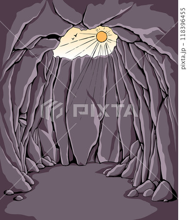 Vector drawing. Underground pit cave 118396455