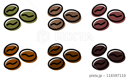 焙煎で美味しい珈琲になるコーヒー豆のイラスト 118397110