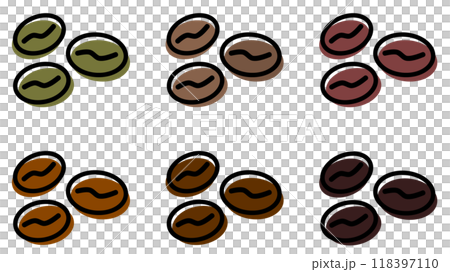 焙煎で美味しい珈琲になるコーヒー豆のイラスト 118397110