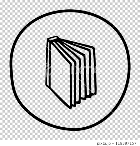 Doodle book icon handdrawn with ink pen. Knowledge and education symbol Doodle book icon handdrawn with ink pen. Knowledge and education symbol 118397157