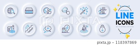 Treasure map, Web search and Scroll down line icons for web app. Pack of Outsource work, Сompetition, Stairs pictogram icons. Charging station, Text message, Leadership signs. Mattress. Vector Treasure map, Web search and Scroll down line icons for web app. Pack of Outsource work, Сompetition, Stairs pictogram icons. Charging station, Text message, Leadership signs. Mattress. Vector 118397869