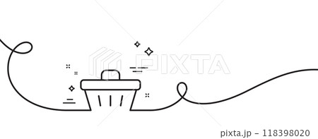 Shopping cart line icon. Continuous one line with curl. Online buying sign. Supermarket basket symbol. Shopping basket single outline ribbon. Loop curve pattern. Vector 118398020