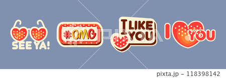 Trendy Sticker and Patch with Cool Inscription Vector Set 118398142