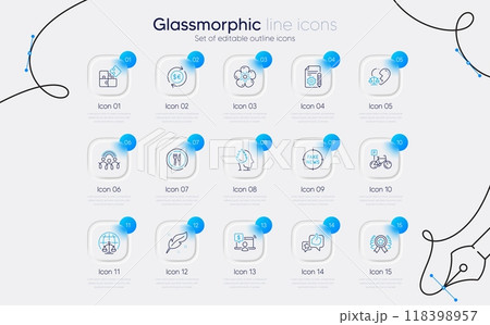Set of Documentation, Natural linen and Magistrates court line icons for web app. Money currency, Puzzle, Winner ribbon icons. Inclusion, Like, Fake news signs. Divorce lawyer, Food, Stress. Vector 118398957