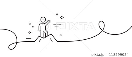 Leadership line icon. Continuous one line with curl. Person raised his hand sign. Business skill symbol. Leadership single outline ribbon. Loop curve pattern. Vector Leadership line icon. Continuous one line with curl. Person raised his hand sign. Business skill symbol. Leadership single outline ribbon. Loop curve pattern. Vector 118399024