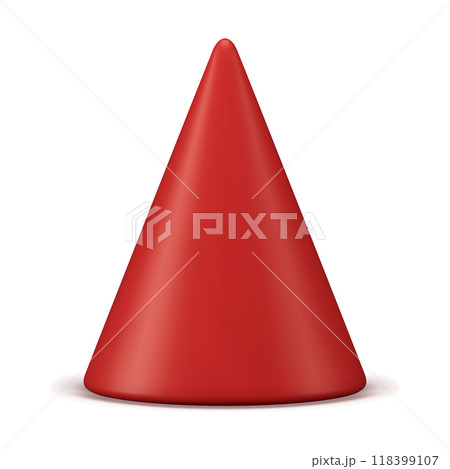 Red glossy triangle cone fashion Christmas tree toy geometric shape 3d icon realistic vector 118399107