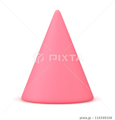 Cute pink abstract Christmas tree minimalist cone triangle geometric shape 3d icon realistic vector 118399108