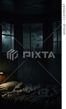 窓がある暗く不気味な室内 窓がある暗く不気味な室内 118399167