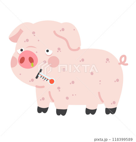 A sick pig cartoon character is an animal 118399589
