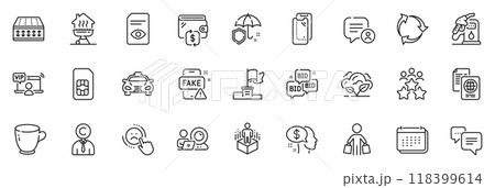 Icons pack as Recycle, Umbrella and Pay line icons for app include Video conference, Dots message, Tea cup outline thin icon web set. Bid offer, Winner flag, Augmented reality pictogram. Vector Icons pack as Recycle, Umbrella and Pay line icons for app include Video conference, Dots message, Tea cup outline thin icon web set. Bid offer, Winner flag, Augmented reality pictogram. Vector 118399614