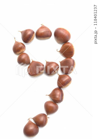 白背景に栗で作った数字の9 118401237