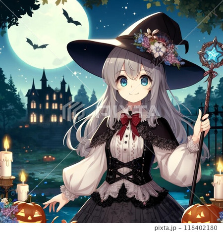 ハロウィンのかわいい魔女 118402180