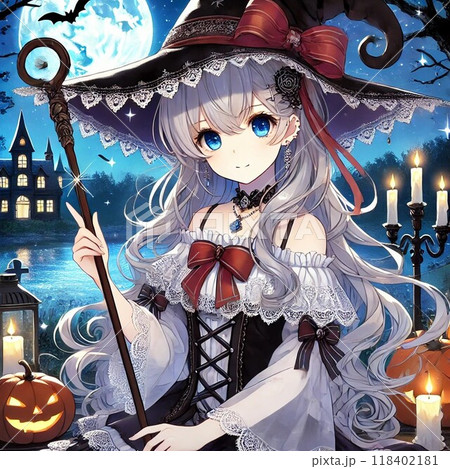 ハロウィンのかわいい魔女 118402181