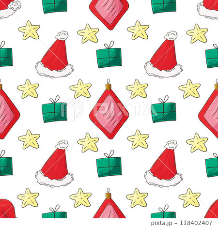 Christmas background. Seamless pattern in hand draw style 118402407