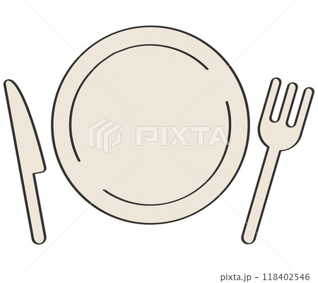 オフホワイトのランチアイコン　手書き 118402546