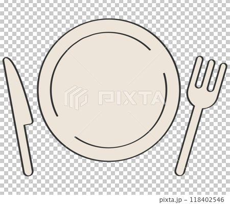 オフホワイトのランチアイコン　手書き 118402546