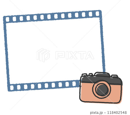 フィルムとカメラのフレーム 手書き風 フィルムとカメラのフレーム 手書き風 118402548