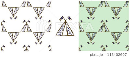 Children's drawings with wax crayons. Set Print 118402697