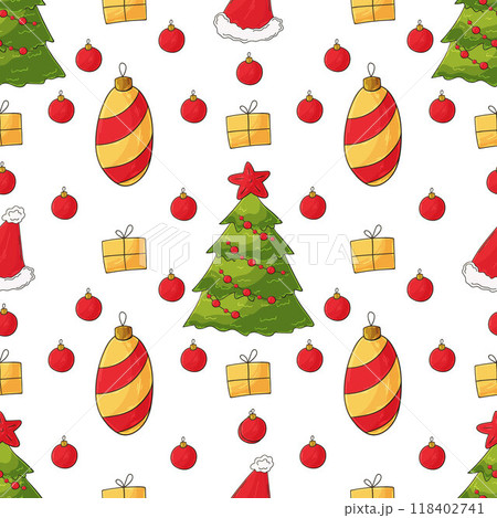 Christmas holidays. Seamless pattern in hand draw style 118402741
