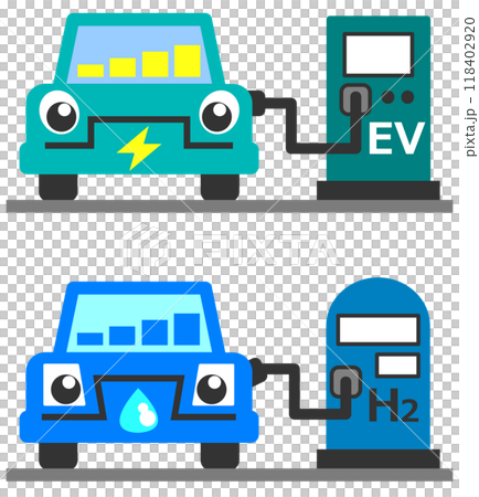 未來電動車和氫動力環保車的插圖 118402920