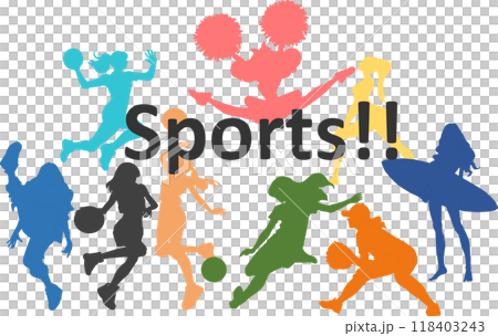 Illustration of women playing sports 118403243