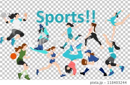 Illustration of women playing sports Illustration of women playing sports 118403244