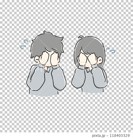 Man and woman crying and covering their faces 118403329